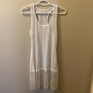 Open knit tassel cover up dress